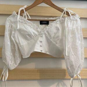 White Cropped cottagecore shirt